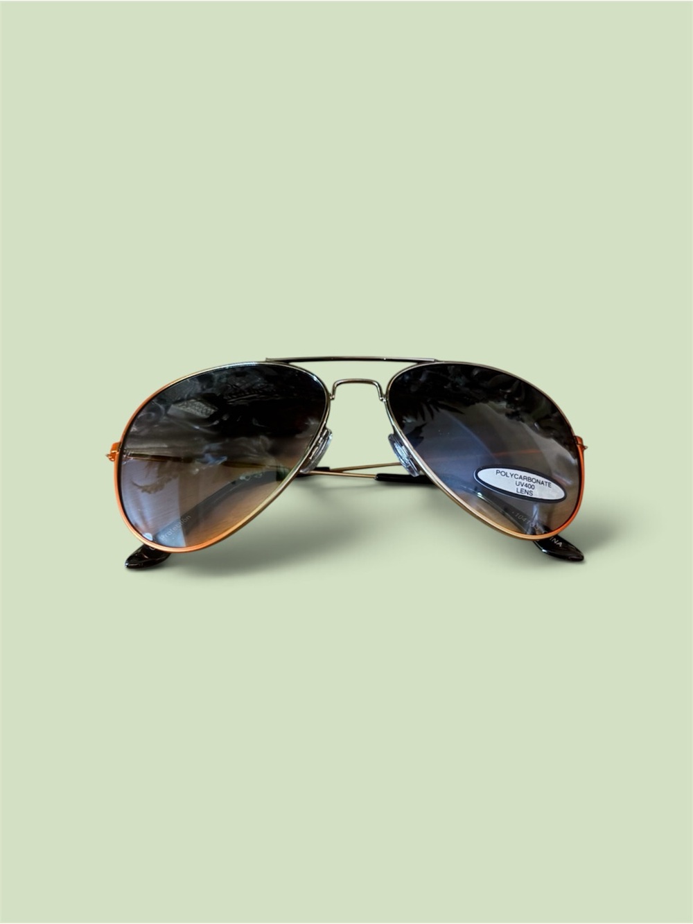Aviator Sunglasses - Orange Frame, Gradient Lenses